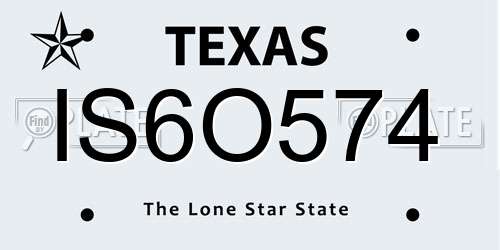 IS6O574 Texas License Plate
