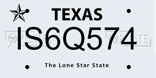 IS6Q574 Texas License Plate