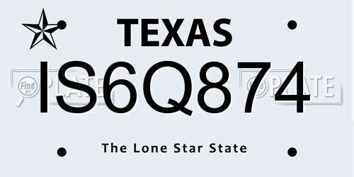 IS6Q874 Texas License Plate
