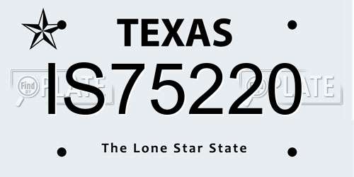 IS75220 Texas License Plate