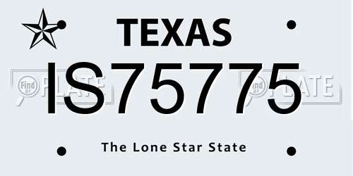 IS75775 Texas License Plate