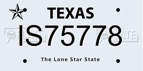 IS75778 Texas License Plate