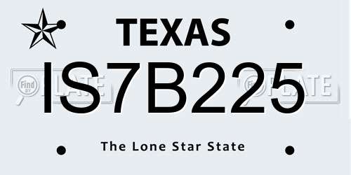 IS7B225 Texas License Plate