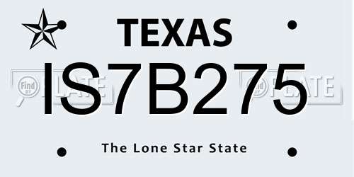 IS7B275 Texas License Plate