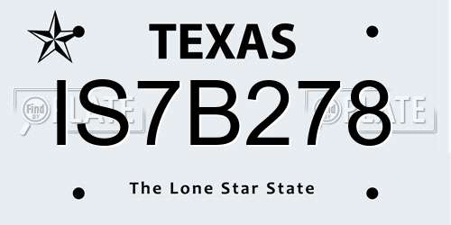 IS7B278 Texas License Plate