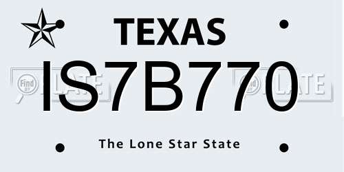 IS7B770 Texas License Plate