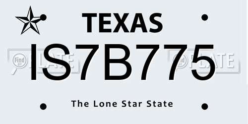 IS7B775 Texas License Plate