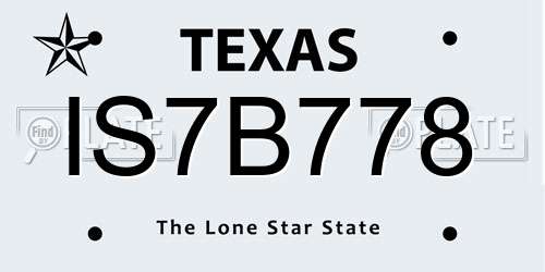 IS7B778 Texas License Plate