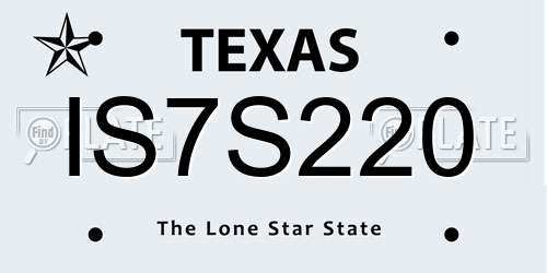 IS7S220 Texas License Plate
