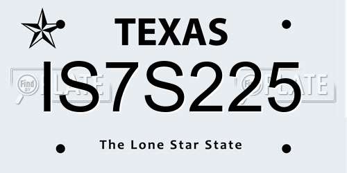 IS7S225 Texas License Plate