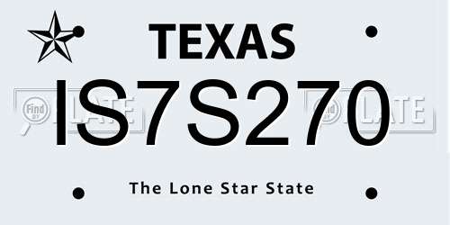 IS7S270 Texas License Plate