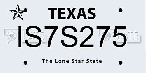 IS7S275 Texas License Plate