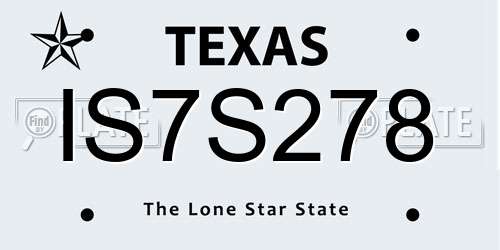 IS7S278 Texas License Plate