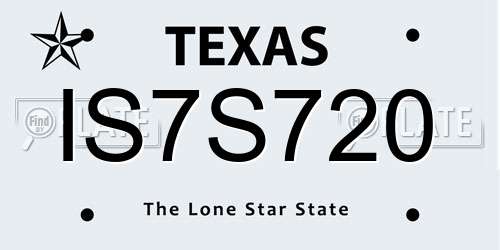 IS7S720 Texas License Plate