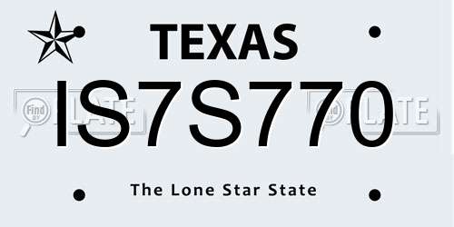 IS7S770 Texas License Plate