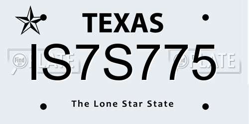 IS7S775 Texas License Plate
