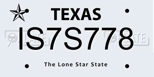 IS7S778 Texas License Plate