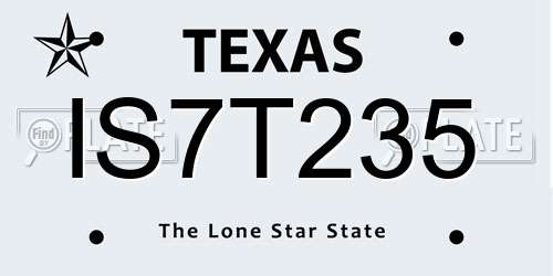 IS7T235 Texas License Plate