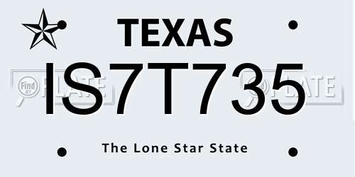 IS7T735 Texas License Plate
