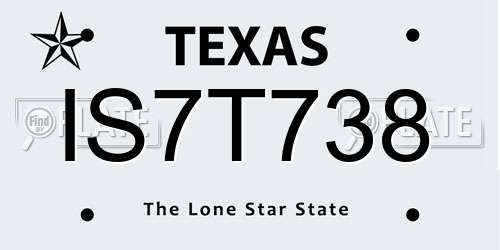 IS7T738 Texas License Plate