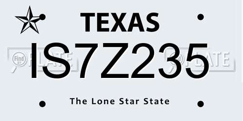 IS7Z235 Texas License Plate