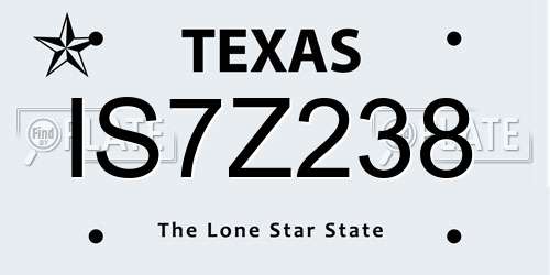 IS7Z238 Texas License Plate