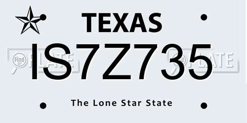 IS7Z735 Texas License Plate