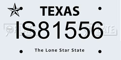 IS81556 Texas License Plate