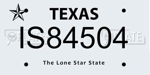 IS84504 Texas License Plate
