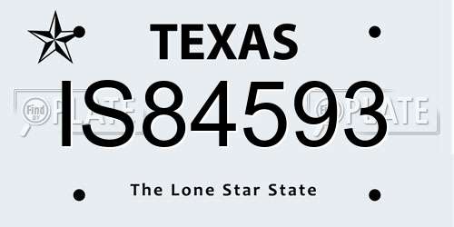 IS84593 Texas License Plate
