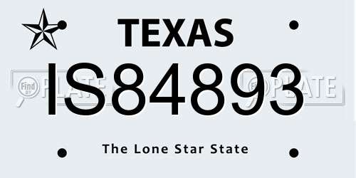 IS84893 Texas License Plate