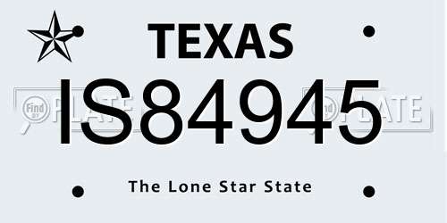 IS84945 Texas License Plate