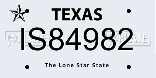 IS84982 Texas License Plate