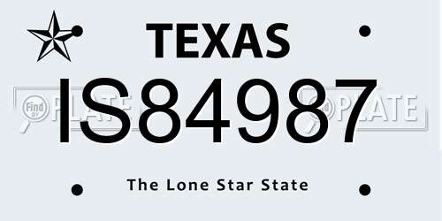 IS84987 Texas License Plate