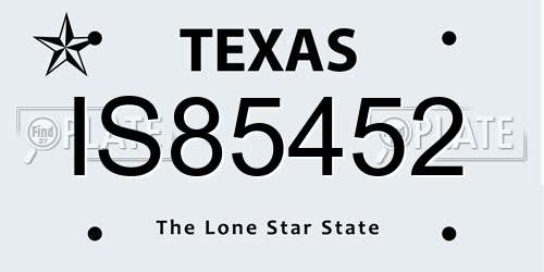 IS85452 Texas License Plate