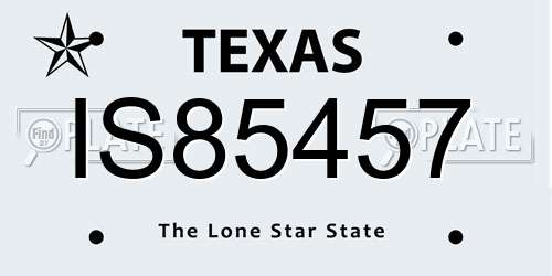 IS85457 Texas License Plate