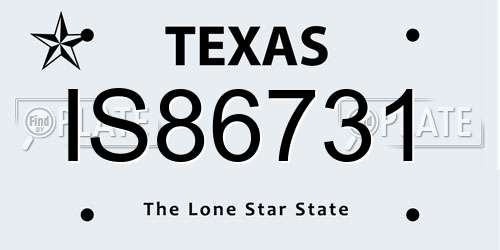 IS86731 Texas License Plate