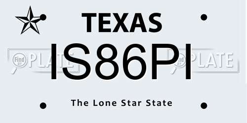 IS86PI Texas License Plate
