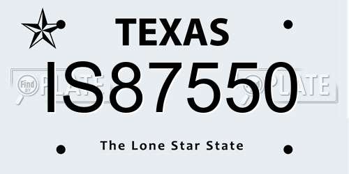 IS87550 Texas License Plate