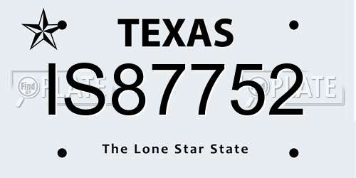 IS87752 Texas License Plate