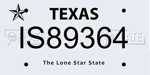 IS89364 Texas License Plate