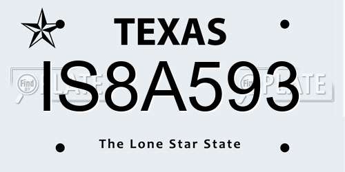 IS8A593 Texas License Plate