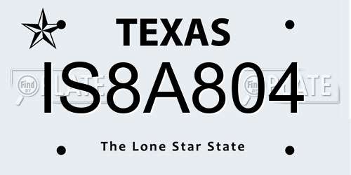 IS8A804 Texas License Plate