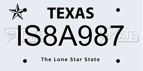 IS8A987 Texas License Plate