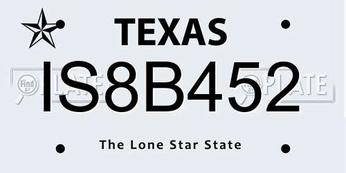 IS8B452 Texas License Plate