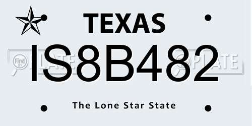 IS8B482 Texas License Plate