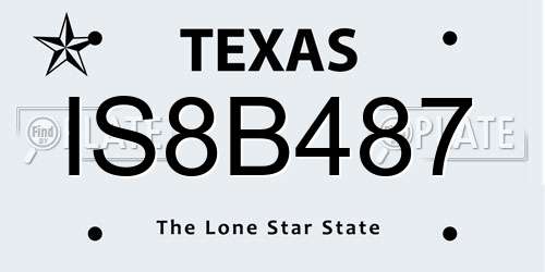 IS8B487 Texas License Plate