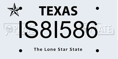 IS8I586 Texas License Plate