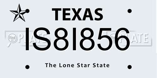 IS8I856 Texas License Plate