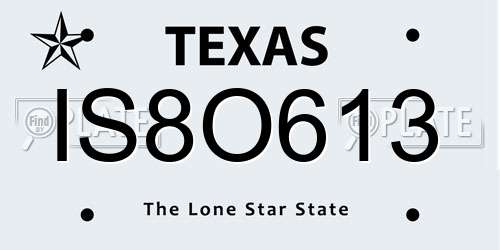 IS8O613 Texas License Plate